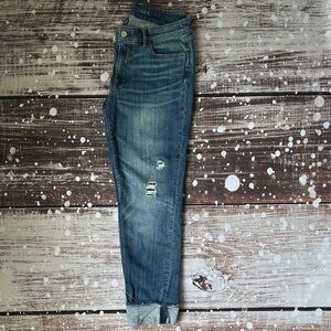 White House Black Market Blue Distressed Jeans size 12